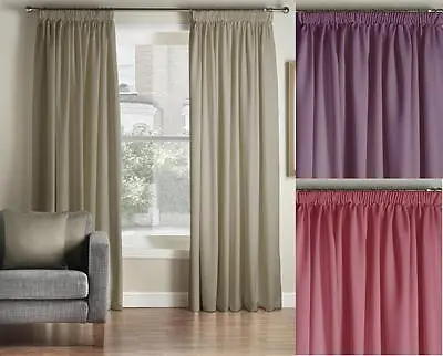 £122.55 • Buy One Pair Of MONTGOMERY Luxury Plain Vogue Pencil Pleat Lined Curtains   