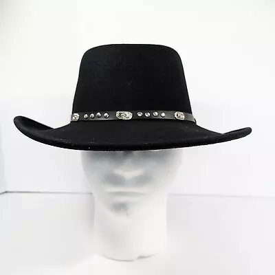 Flex Felt Vintage Gambler Fedora Hat Size Medium Black 100% Wool Made In USA • $31.98