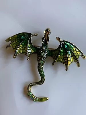 Metal Enamel Pin  Brooch -Green Dragon Rhinestone +Gift Bag.  Game Of Thrones • £2.99