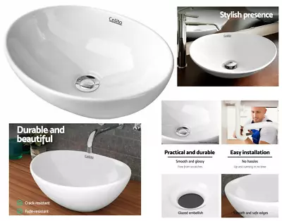 Oval Smooth Ceramic Sink Bathroom Vanity Bowl High Gloss Wash Basin Anti-scratch • $48.07