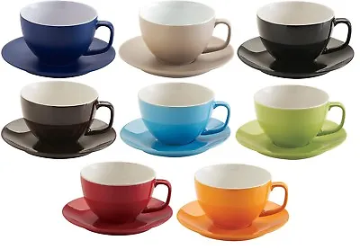 Price & Kensington Extra Large Soup Mugs & Saucers Cappuccino Mugs Bright Colour • £15.99