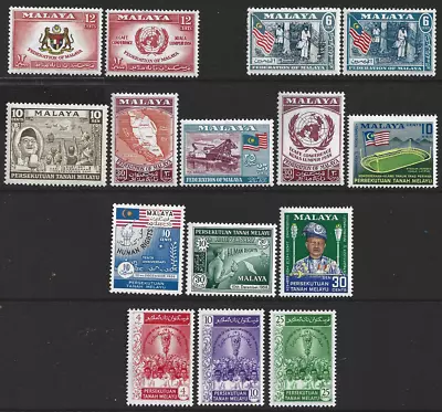 MALAYAN FEDERATION Selection Of (14) Mm Stamps In Sets. • $2.74