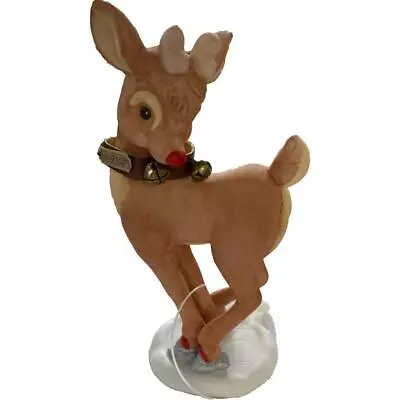 Vintage Rudolph The Red Nosed Reindeer Ice Skating Figurine Leather Collar • $24.95