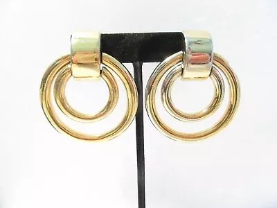 $35 • Buy Designer Signed Ben Amun Large Double Hoop Clip On Earrings Heavy Chunky