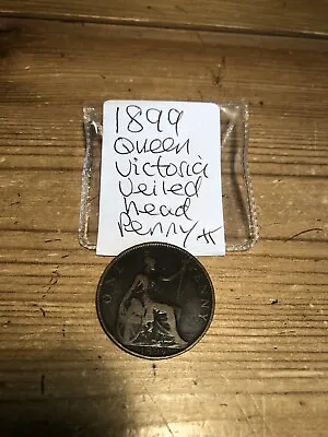 1899 Penny Queen Victoria Veiled Head Coin • £2.70