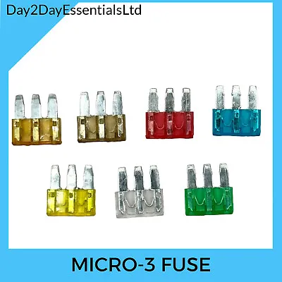 Micro 3 Blade Fuse Type 3 Auto Car Van Bike Electrical All Sizes 5-30AMP • £2.99