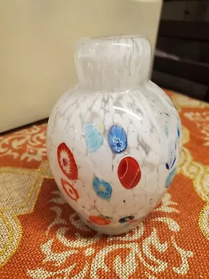 Vintage Murano Hand Blown Glass Millefiori Style Perfume Bottle/vase No Stopper • $45