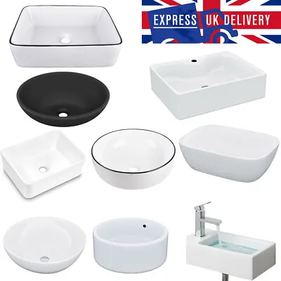 Bathroom Cloakroom Vanity Wash Basin Sink Countertop White Black Modern Various • £35.90