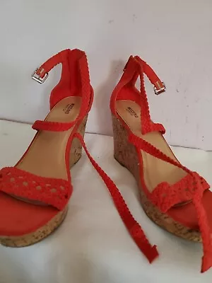 🎊MOSSIMO🎊 Tangerine Braided Cork Heel Espadrille Sandals - Wm Sz. 11 Med. 🎆 • £19.30