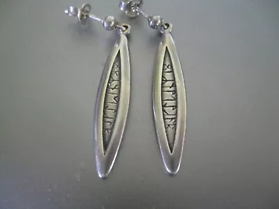 Ola Gorie Scottish Designer Silver Runic Drop Earrings Omg Vguc From Orkney • £79