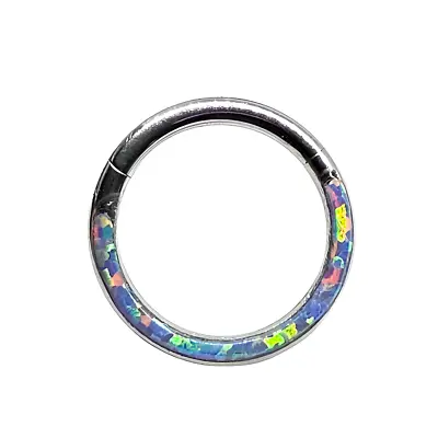 Opal Septum Nose Ring Hinged Clicker Purple 8mm G23 Titanium Segment Jewellery • £6.75