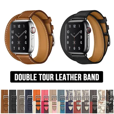 $25.98 • Buy For Apple Watch Ultra 8 7 6 5 SE Double Tour Leather Band Strap 40/44/41/45/49mm