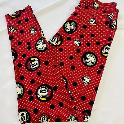 LulaRoe Leggings Disney Minnie Mouse Red Black Polka Dots Fast Colorful 0651 • $11.98