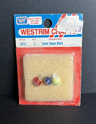 Vintage Westrim Crafts 1985 Miniature 6mm Glass Balls 3 Pieces 4315 Unopened • $12.99