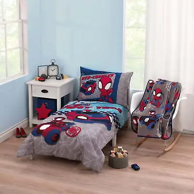 Marvel Spidey 5pc Toddler Bedding & Blanket Bundle Toddler Bed Boy Blue • $32.99