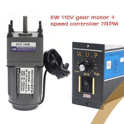 AC 6W 7.5RPM Speed Controller Electric Gear Motor With Gearbox High Torque 110V • $51.30