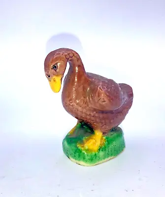 Antique Chinese Majolica Bird Duck Goose Figurine Brown Swan 2 1/4   Tall • $14