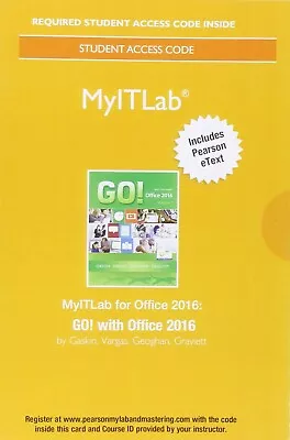 MyLab IT MyITLab Pearson EText Access Code For GO! With Microsoft Office 2016 • $9.99