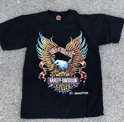 VTG Harley-Davidson Proud Riders St. Maarten Double-Sided T-Shirt Large • $15
