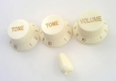 True Custom Shop® Parchment Knobs & Switch Tip Set For Fender Strat 1 Vol 2 Tone • $7.97