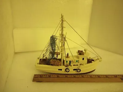 Vtg Wooden Detailed Fishing Boat Model 8.5  Long Two(2) Available  • $35