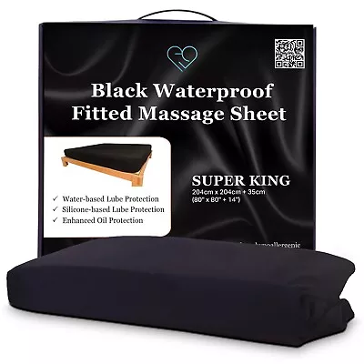 Eroticgel SUPER KING Black Waterproof Fitted Massage Sheet For Nuru 204x204cm • $61.49