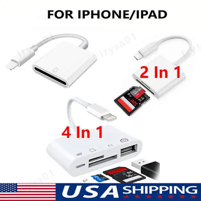 Portable 4 In 1 USB Camera SD TF Card Reader Adapter For IPhone IPod IPad IOS 13 • $5.26