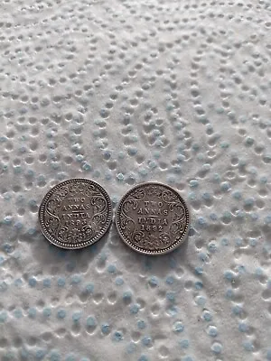 2x Silver 2 Anna's Coins  India Queen Victoria • $24.89