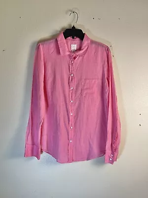 J Crew Womens Size 10 The Boy Shirt Long Sleeve Semi-Sheer 100% Cotton Coral • $8.39