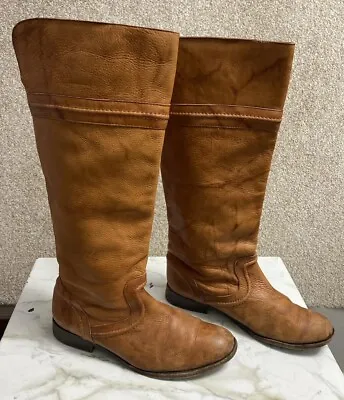 Frye Melissa Women's Trapunto Riding Knee Cognac Boots Tall 76442 Size 9.5 B • $39.99