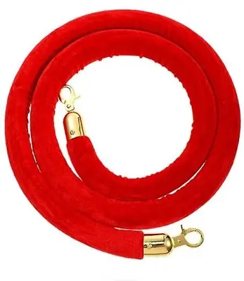 6 Foot Red Velvet Rope 1.2  Thick Crowd Control Barrier Gold Hooks Party Wedding • $9.99