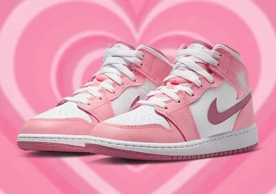 Nike Air Jordan 1 Mid Coral Chalk White Pink Shoes DQ8423-616 GS DQ8424-616 PS • $149.99