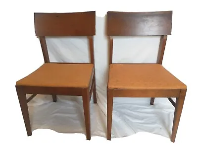 Set Four 4 Vintage Modern Walnut Dining Chairs W Vinyl Padded Seats • $224.95