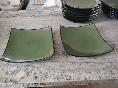 Pair Of GABBAY FUSION WASABI 8 1/2  Luncheon Salad Plates Green  • $19.99