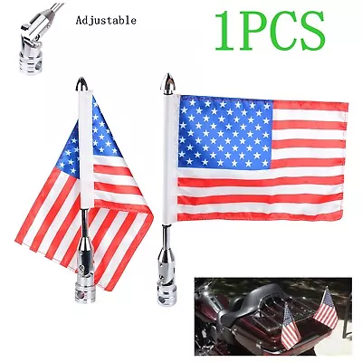 Motorcycle Adjustable Flag Pole Mount 6x9 Flag USA For Yamaha Harley Honda Bike • $22.75