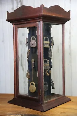 Antique Rotating Hardware Display Case Wood Glass Cabinet Apothecary Mercantile • $1137.50