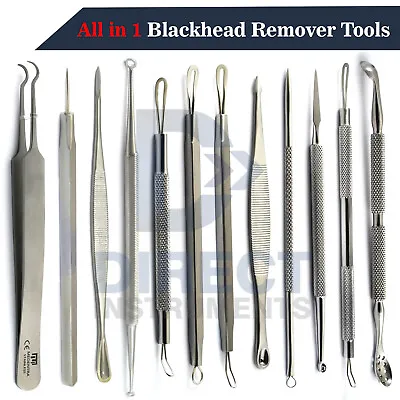 $29.99 • Buy All In 1 Blackhead Remover Tweezers Whitehead Acne Pimple Comedone Extractor Kit