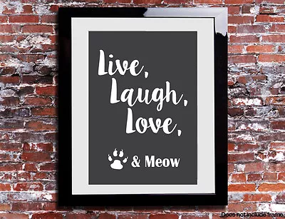 £5.99 • Buy Live Laugh Love Meow Cat Print Gift Present Keepsake Canvas Family