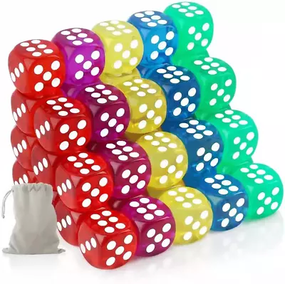 50 Pieces 6 Sided Dice Set 14MM Premium Translucent Rounded Corners Colored Bul • $9.35