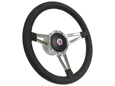 1968-78 Ford Mustang Cobra 9-Bolt Black Leather Steering Wheel Kit 3-Spoke Slot • $304.91