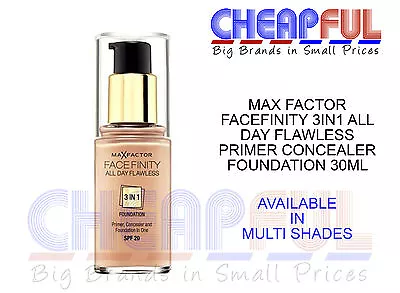£7.99 • Buy Max Factor Facefinity 3in1 All Day Flawless Primer Concealer Foundation