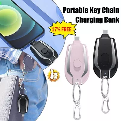 1500mAh Rechargeable Keyring Pocket Power Bank For Android IPhone USB Type-C🔥 • £4.85