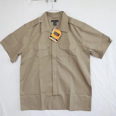 5.11 Tactical Shirt Mens XLT Ripstop Button Up Uniform Tan Short Sleeve NWT • $24.49