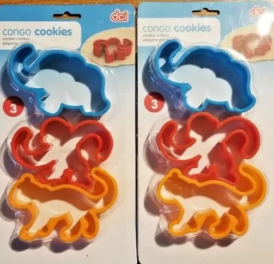 Fun Set Of 6 Plastic Jungle Theme Cookie Cutters Elephant Monkey Cheetah NEW • $8.99