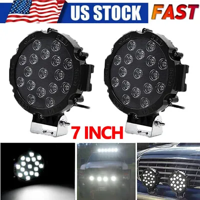2X 7  Inch Round LED Driving Spot Lights 6500K Work Pods Off Road Fog Lamp UTV • $29.35