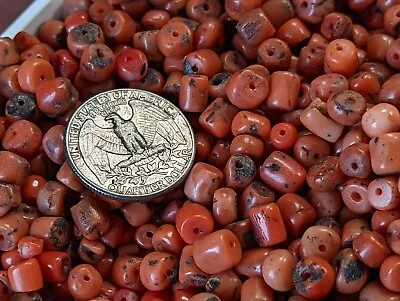 African Antique Natural Undyed Mediterranean Red Coral Beads - Price Per Gram • $6