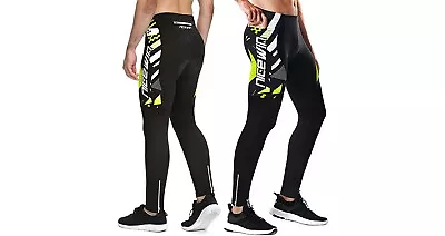 Mens Cycling Trousers Padded Long Legging Tights With Pockets **Free Delivery** • £14.99