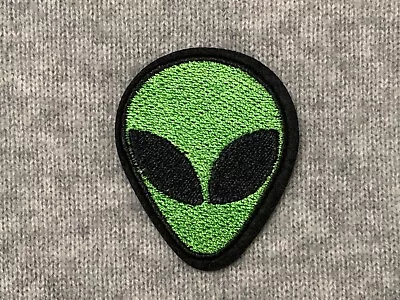 Green Alien Head Embroidered Iron/Sew On Patch UFO Space Mars Planet Star Sky • $4.60