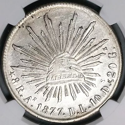 1877-As NGC AU Mexico 8 Reales Alamos Mint Cap Rays Silver Coin (24032102C) • $199