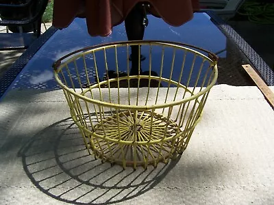 Vintage Yellow Coated Metal Wire Egg Gathering Basket   • $45.95